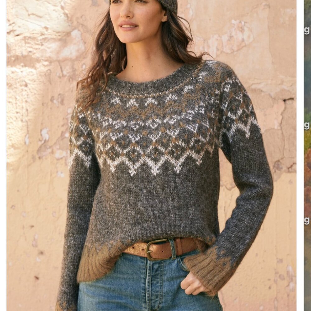 PERUVIAN CONNECTION Fair Isle Alpaca Blend Pullover Sweater size XXL